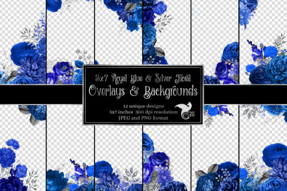 Download 5x7 Royal Blue and Silver Floral Overlay - Floral overlay Collection