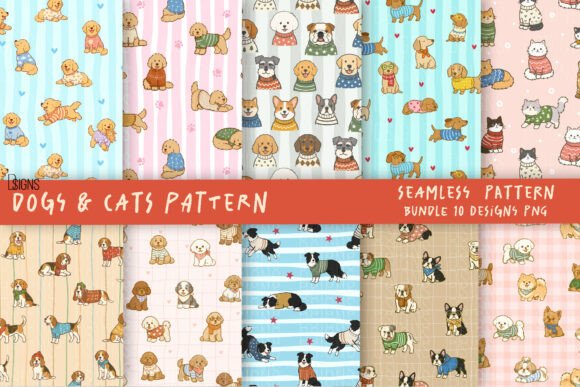 Download Cute Dog Cat Lover Pattern Bundle - Premium Bundle